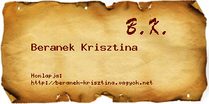 Beranek Krisztina névjegykártya